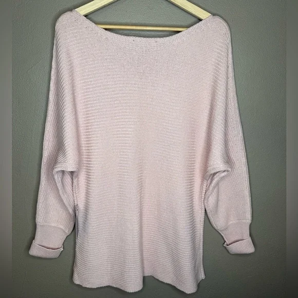 Boston Proper Women's Soft Pink Off the Shoulder Knit Sweater Size Large Preppy - Picture 10 of 16